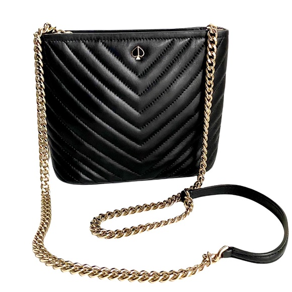 kate spade Handbags - Kate Spade Amelia Lambskin Leather Purse Quilted Chevron Black Crossbody Bag